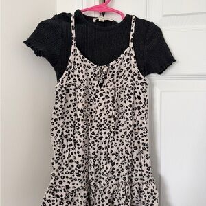 Jessica Simpson Cream and Black Leopard Print Kids Dress